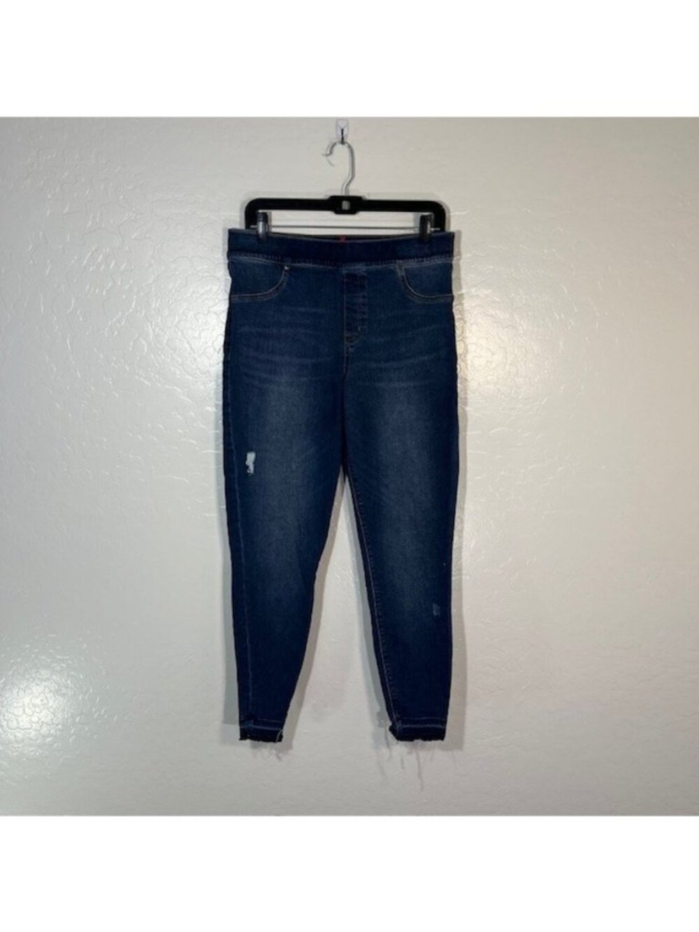 Spanx Jeans Womens XL Skinny Mid Rise Dark Wash Distressed Stretch 20203R